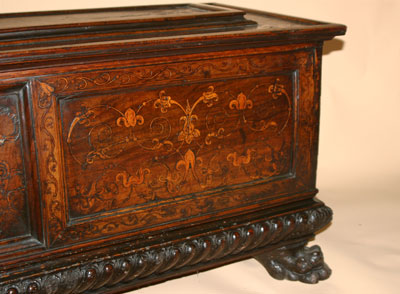 Florentine, Renaissance period, intarsia-inlaid cassone