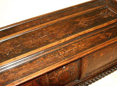 Florentine, Renaissance period, intarsia-inlaid cassone