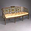 George III, painted, satinwood and caned settee