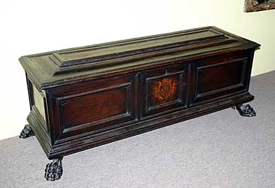 Italian, Renaissance period, intarsia-inlaid and paneled cassone