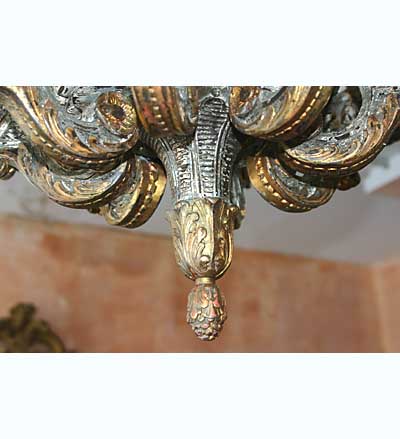 Italian, painted and parcel-gilded six-light chandelier