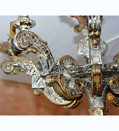Italian, painted and parcel-gilded six-light chandelier