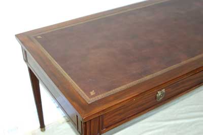 French, Neoclassical style, flame mahogany bureau plat