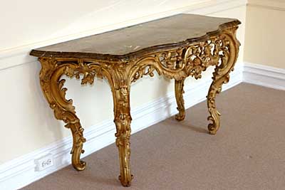 French, Louis XV period, carved giltwood console table