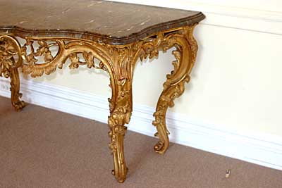 French, Louis XV period, carved giltwood console table