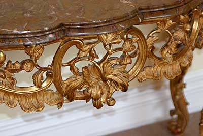 French, Louis XV period, carved giltwood console table