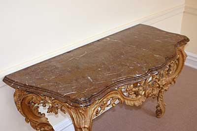 French, Louis XV period, carved giltwood console table