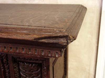 French, hand-carved wood fireplace mantel