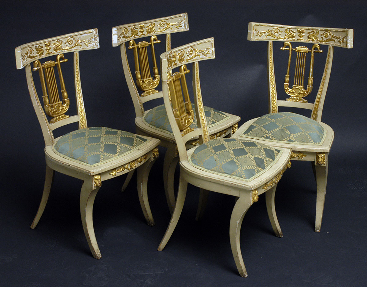 Set of four Consulat style chaises