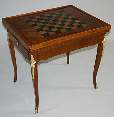 French, Louis XV style, bronze mounted tric-trac table