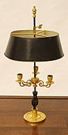 Very fine French, Empire period, gilt-bronze and patinated bronze bouillote lamp