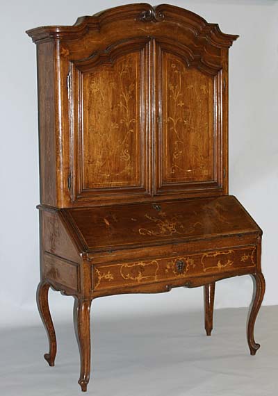 Italian, Louis XV period, inlaid secretary