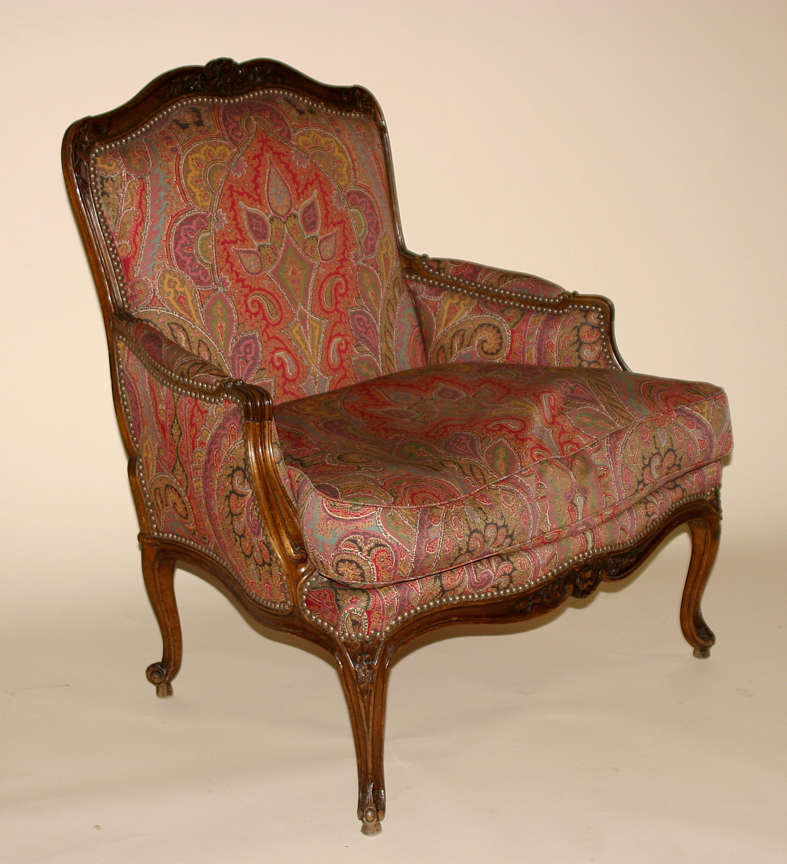 Pair of French, Provincial, Louis XV style bergeres