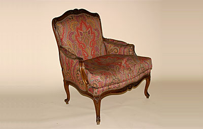 Pair of French, Provincial, Louis XV style bergeres