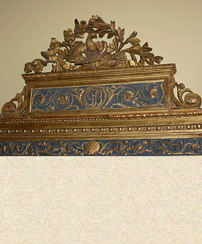 Very fine, Northern Italian, Neoclassical, painted and parcel-gilt overmantel mirror