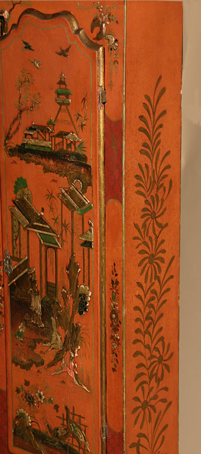 Fine, English, George III period, chinoiserie and parcel-gilt, tall-case clock