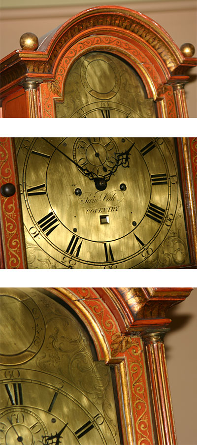 Fine, English, George III period, chinoiserie and parcel-gilt, tall-case clock