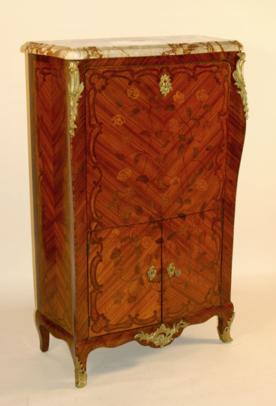 Fine, Louis XV, marquetry inlaid, gilt-bronze mounted, secrtaire  abattant
