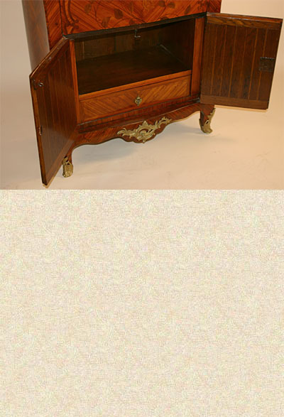 Fine, Louis XV, marquetry inlaid, gilt-bronze mounted, secretaire a abattant