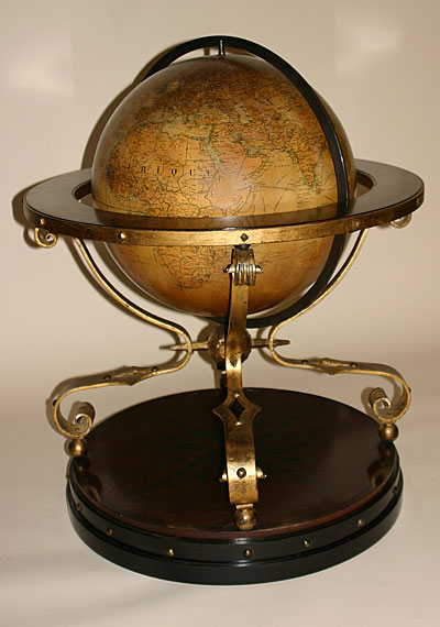 French globe of large dimensions on ebonized and gilded metal stand