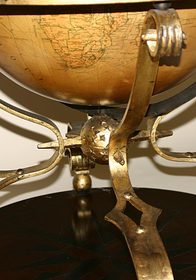 French globe of large dimensions on ebonized and gilded metal stand