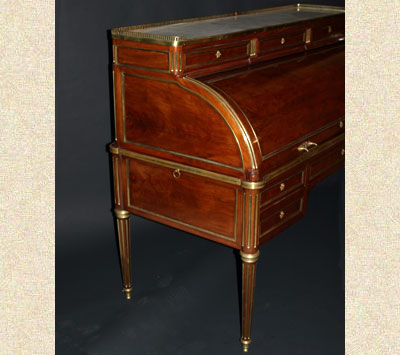 Louis XVI, ormolu and brass-mounted, mahogany bureau � cylindre