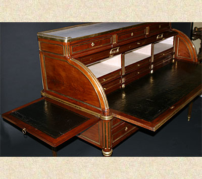 Louis XVI, ormolu and brass-mounted, mahogany bureau � cylindre