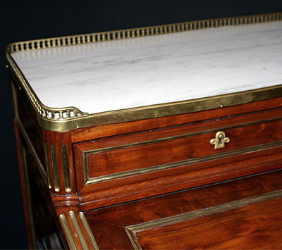 Louis XVI, ormolu and brass-mounted, mahogany bureau � cylindre