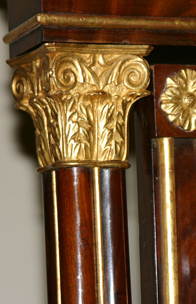 Very fine, Spanish, Neoclassical, flame mahogany and parcel-gilt coiffeuse