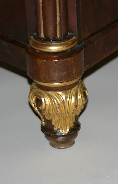 Very fine, Spanish, Neoclassical, flame mahogany and parcel-gilt coiffeuse