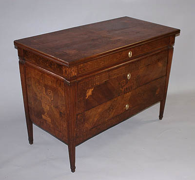 Very fine, Northern Italian, Neoclassical period, marquetry-inlaid commode