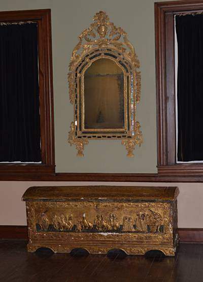 Italian, Renaissance period, giltwood and pastiglia cassone
