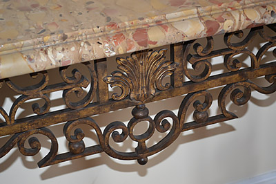 Pair of very fine and rare French, Louix XIV style, wrought-iron consoles