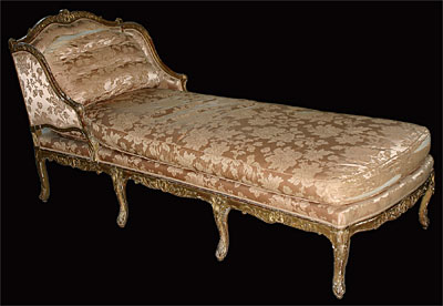 Fine, French, Louis XV period, giltwood chaise longue