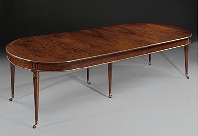 Very  fine, French, Louis XVI style, brass-mounted, dining table