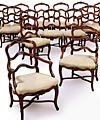 Set of fourteen, fine, French Provincial, Louix XV style chairs