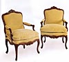 Pair of fine, French, Louis XV period fauteuils