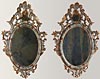 Pair of fine, Venetian, Rococo period, painted and parcel-gilded mirrors