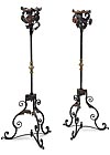 Pair of fine, Spanish, Baroque, wrought iron and brass torcheres