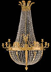 Fine French Empire style bronze d'ore and crystal chandelier