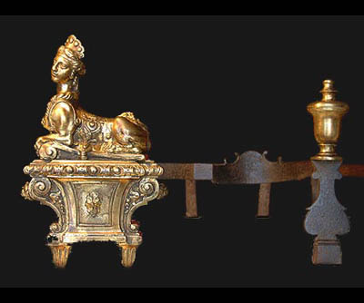 Pair of very fine and rare Regence period chenets