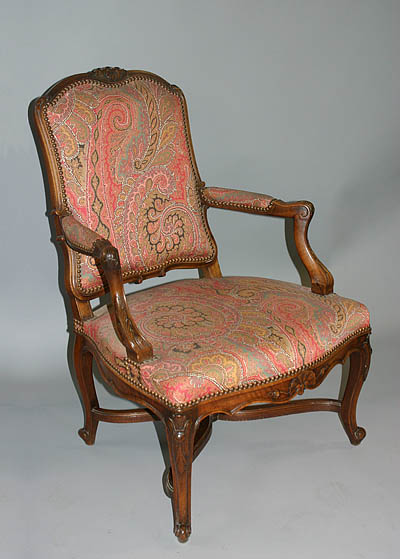 Pair of fine, French, Provençal, Louis XV style fauteuils