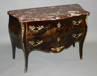 Fine, French, Louis XV style chinoiserie sauteuse sans traverse (two drawer commode)