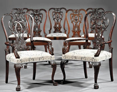 Set of twelve fine, Irish, George III style dining chairs