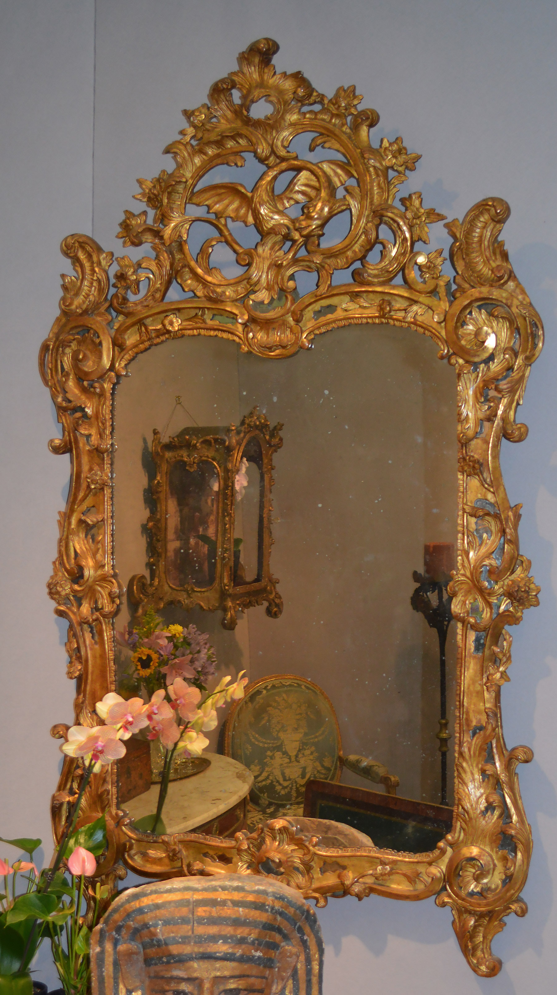 Very fine, French, early Louis XV period mirror a parcloses