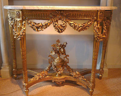 Fine, French, Louis XVI period, demi-lune console table