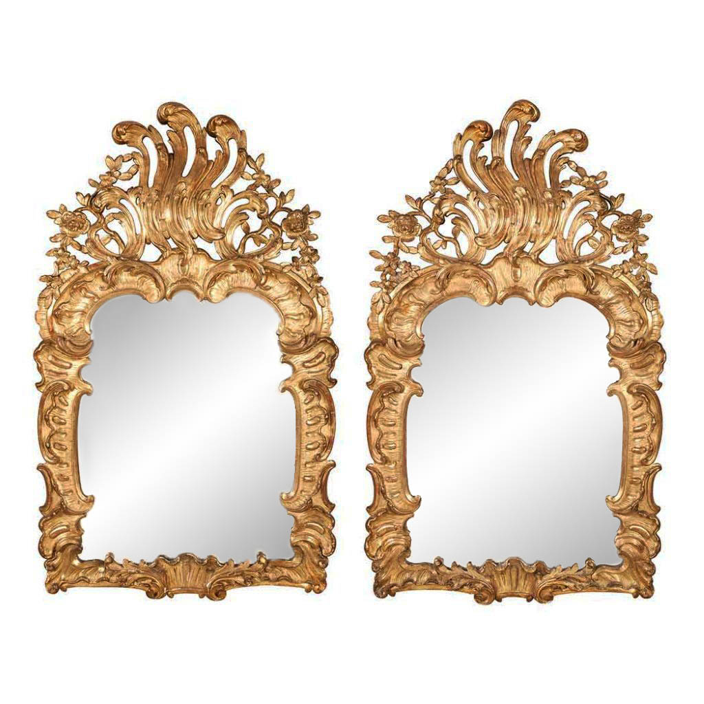Pair of fine, Spanish Rococo period mirrors