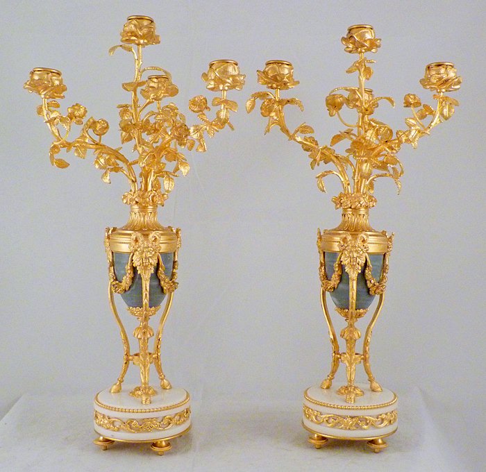 Pair of French, Louis XVI style candelabra