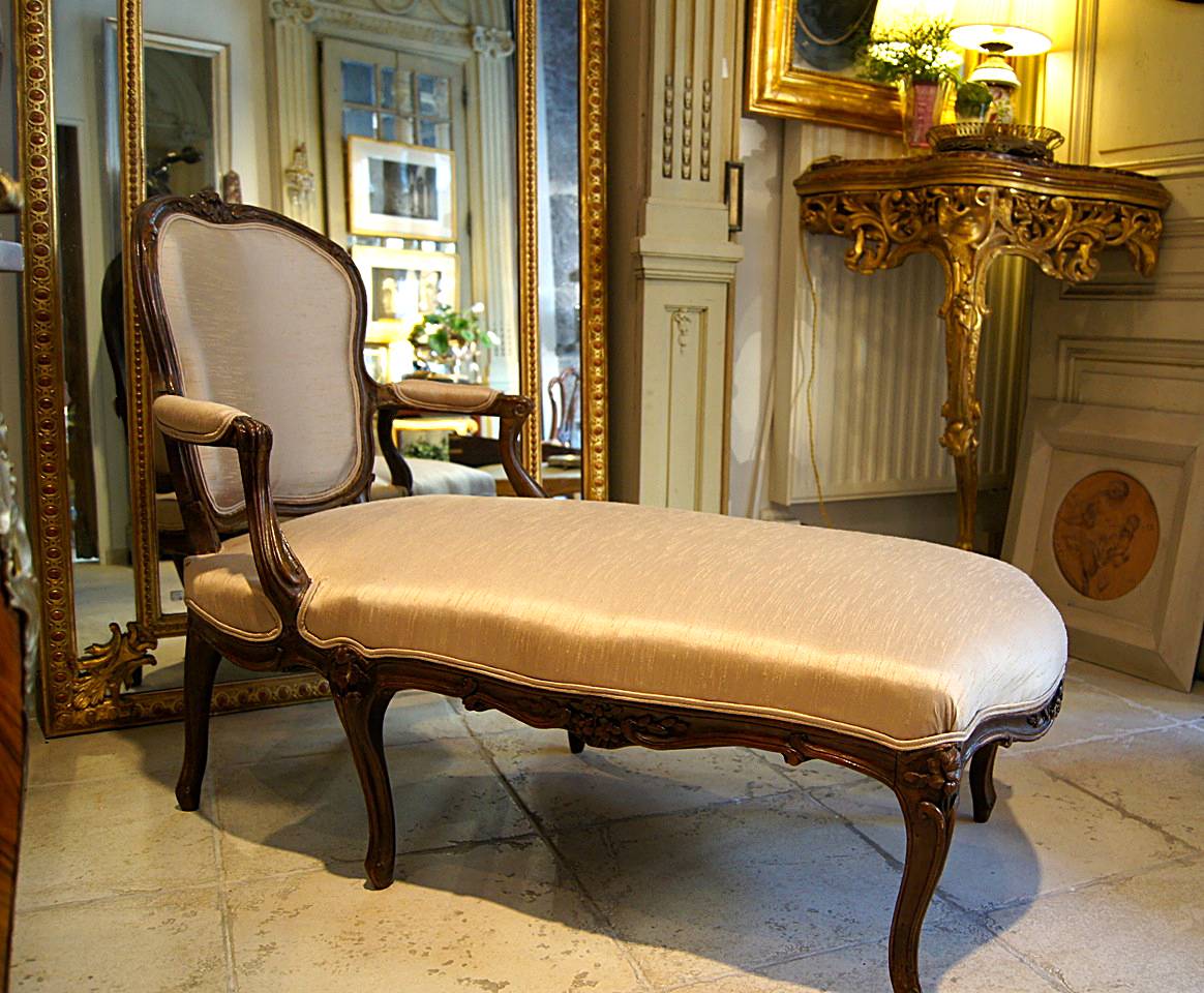 Rare, French, Louis XV period chair-back chaise longue